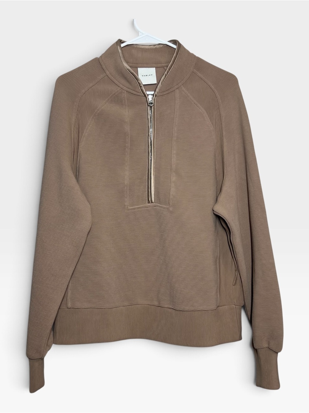 VARLEY Cortina Half Zip Sweatshirt Ottoman Knit Pullover Top Tan Size Small